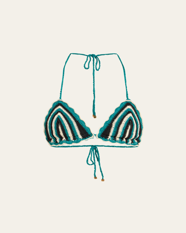 Alix Striped Crochet Bikini Top